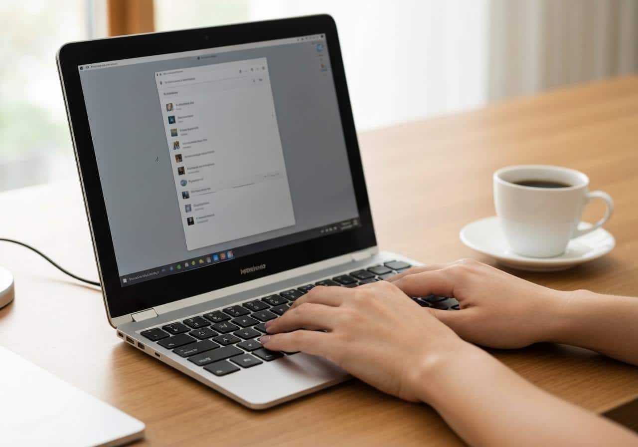 Personne rédigeant un email professionnel sur ordinateur portable