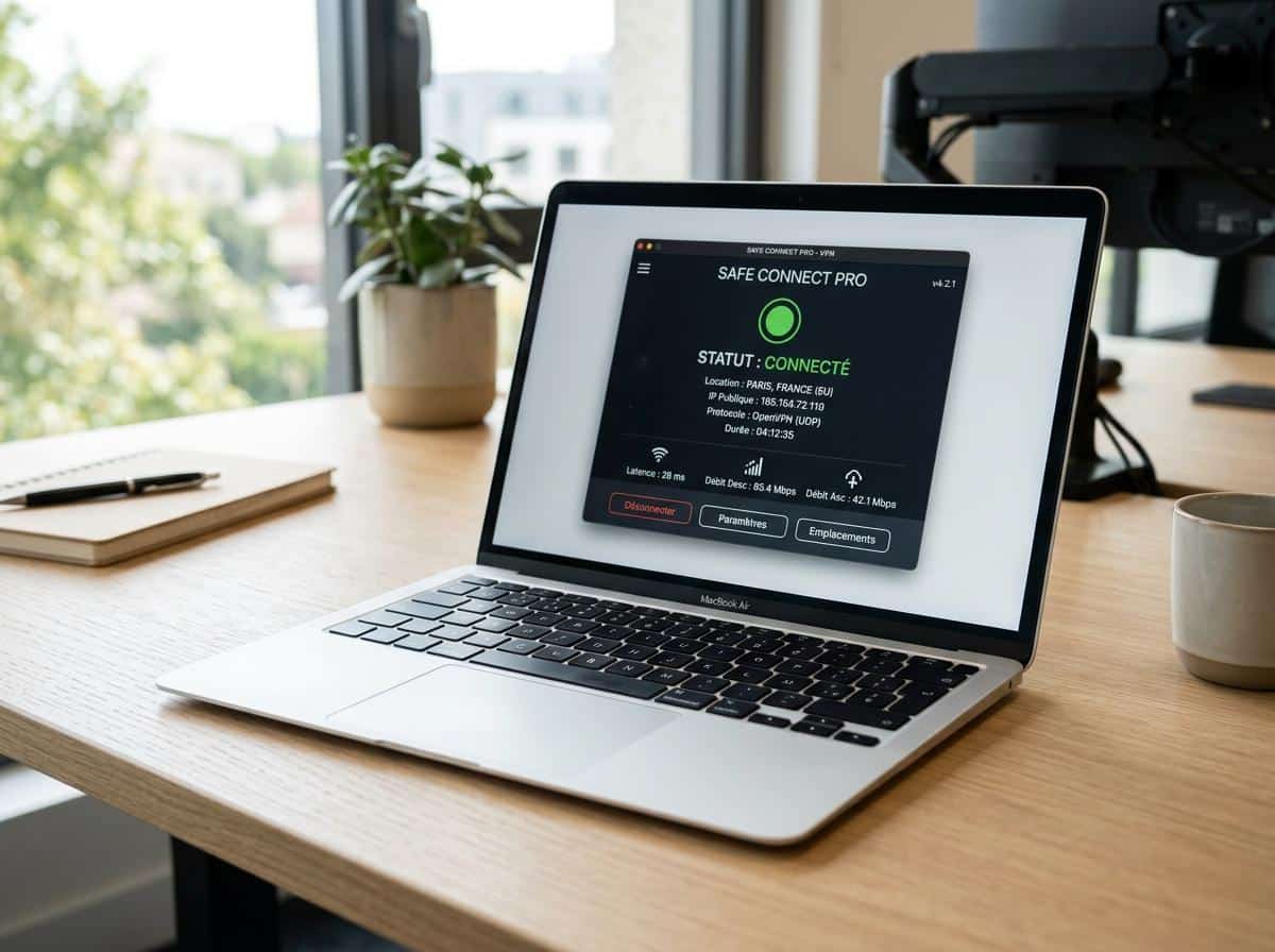 Client VPN sur écran d'ordinateur portable ouvert